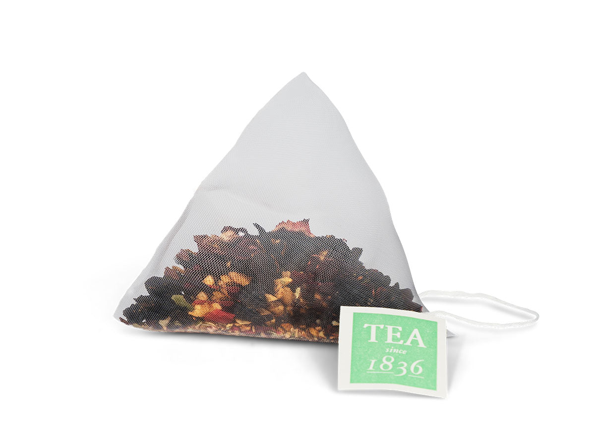 Infusion "Jardin de Abuela" con sabor a fresa, Caja de 50 Píramides de Té en Bolsas