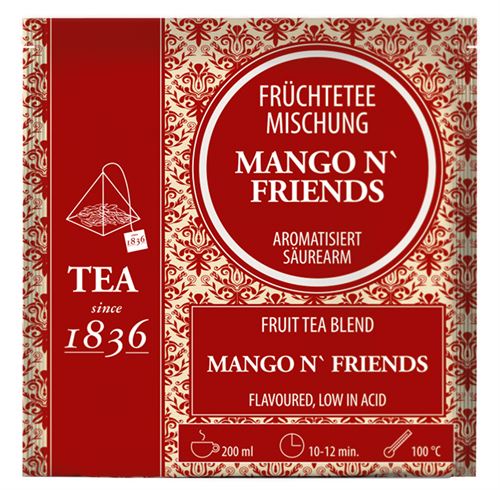 Mezcla de Infusion de Frutas de Mango, Caja de 50 Píramides de Té en Bolsas
