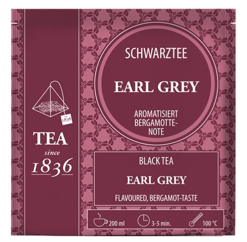 Té negro Earl Grey con Bergamota, Caja de 50 Píramides de Té en Bolsas
