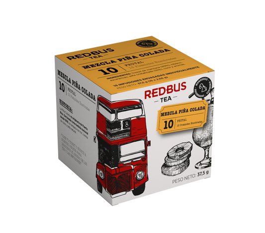 Caja de Infusión de Piña Colada, 10 bolsitas de mezcla tropical.