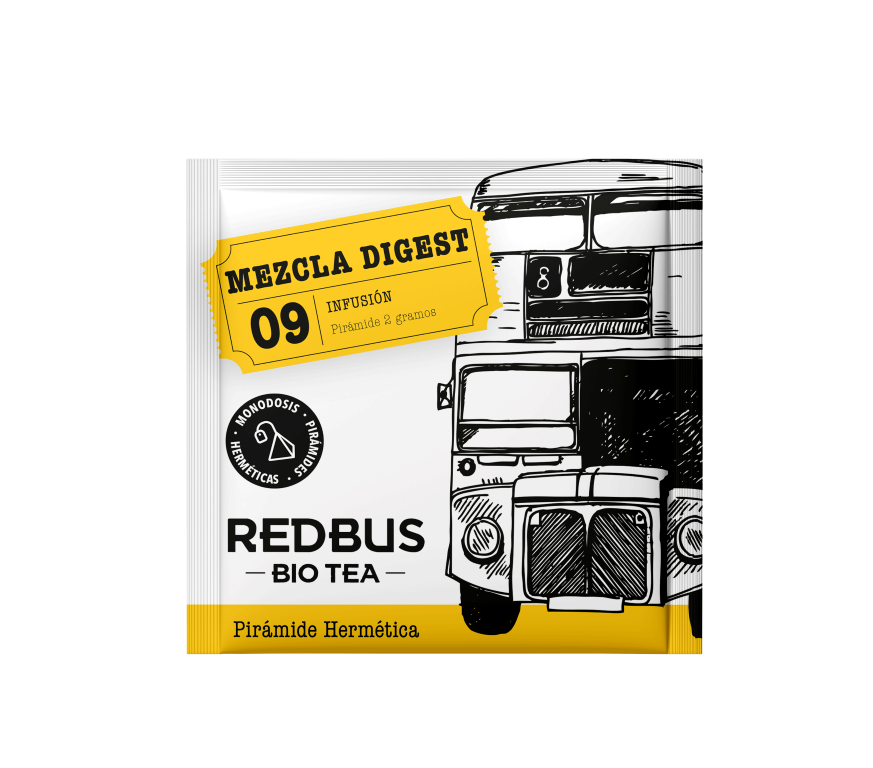 Infusión Digestiva, mezcla de plantas en pirámide hermética, ideal para la digestión.