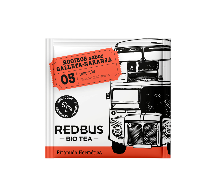 Infusión Rooibos sabor Galleta Naranja, paquete de té con 15 ud.
