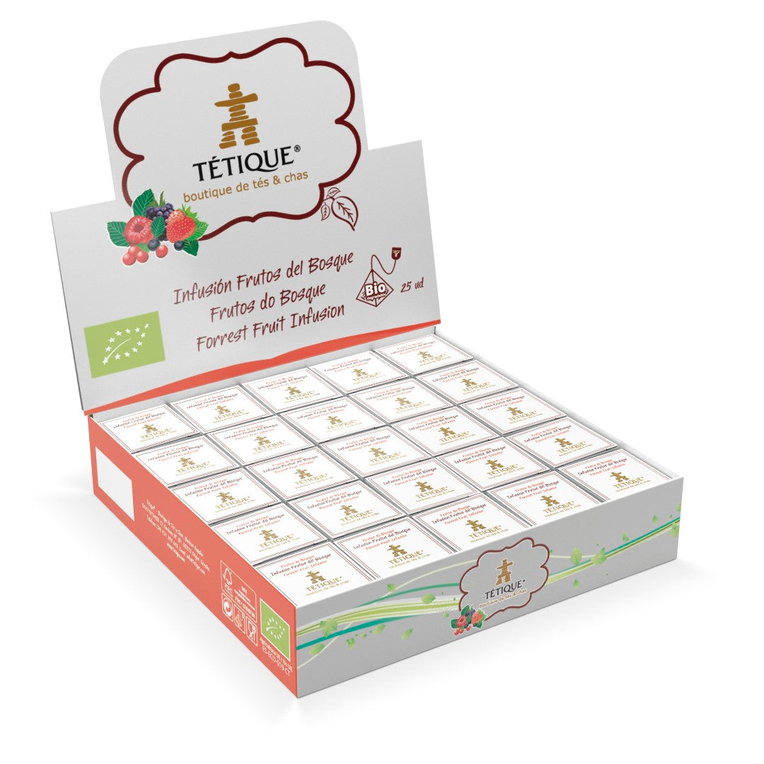 Proveedor Infusión Frutos del Bosque, Comprar Infusión Frutos Rojos Bio, Expositor de tés frutos del bosque Tétique