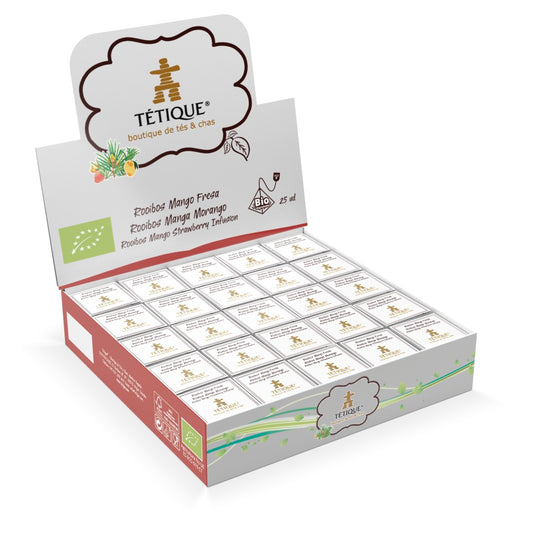 Proveedores de Rooibos Mango en España, Infusiones Rooibos Mango de calidad, Expositor de cartón sostenible para infusiones ecológicas