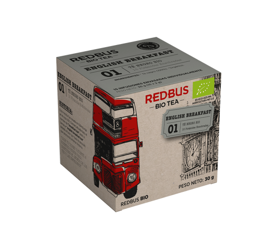 Té Negro English Breakfast BIO, caja de 30g de té orgánico.