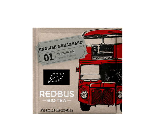 Té Negro English Breakfast BIO, té negro orgáncio en sobres individuales.