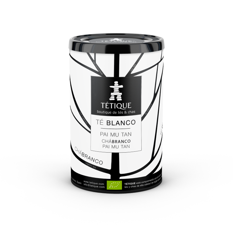 Té Blanco Pai Mu Tan BIO al granel en envase elegante de Tetique, 100 gr de calidad biológica.