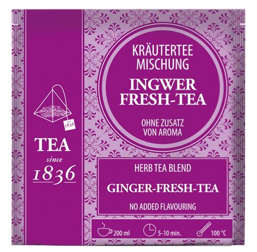 Infusion de Hierbas con Jengibre fresco, Caja de 50 Píramides de Té en Bolsas