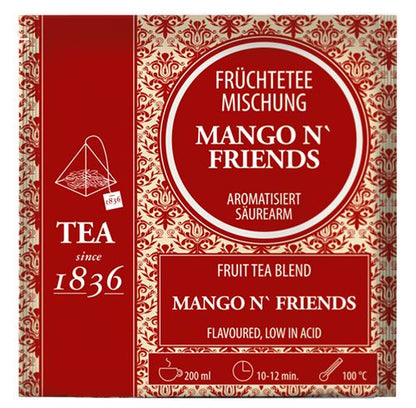 Mezcla de Infusion de Frutas de Mango, Caja de 50 Píramides de Té en Bolsas