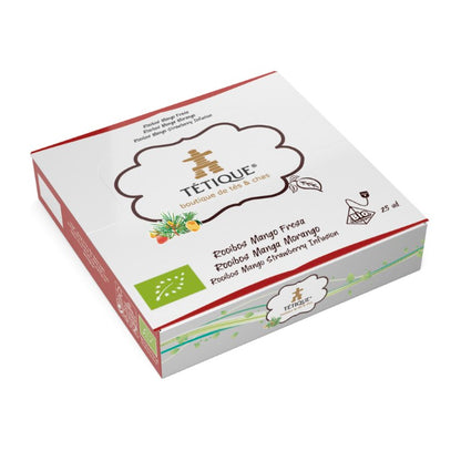 ,Rooibos en España,Cafeterías y restaurantes saludables, Caja expositor de tés ecológicos de Rooibos mango-fresa