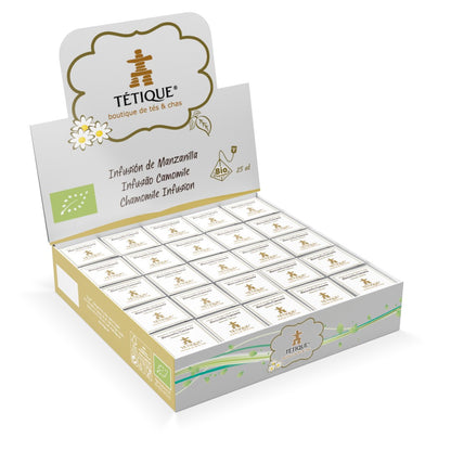 Comprar Infusión de Manzanilla , Proveedor Té Manzanilla Bio,Estuche expositor Tétique para infusiones de manzanilla