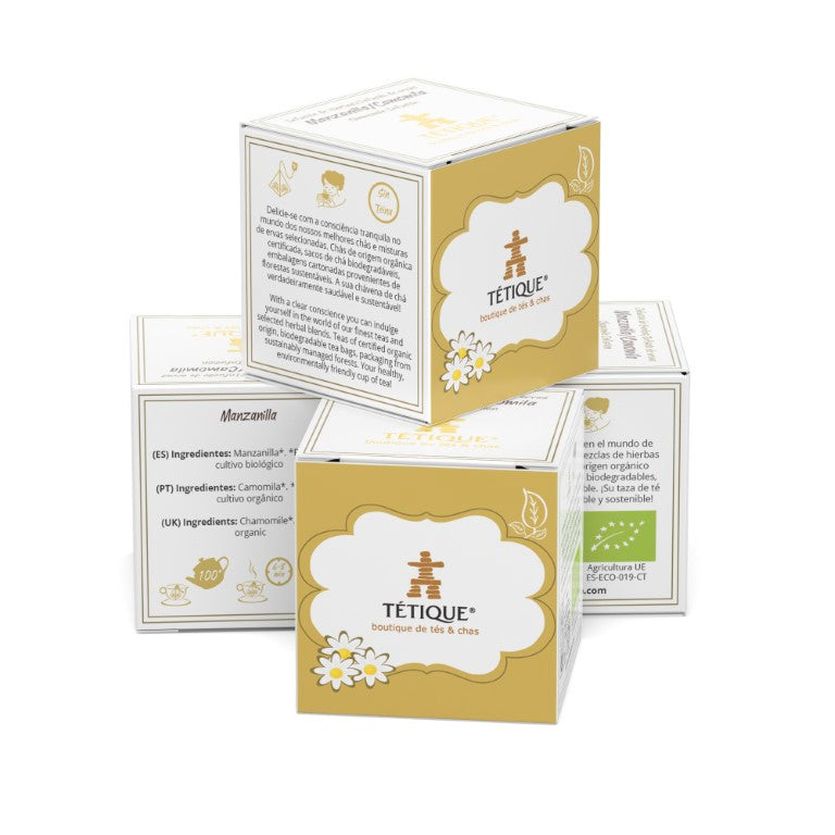  Precio Manzanilla Bio a granel, Té Manzanilla Bio a Granel, Cajas de infusión ecológica en pirámides de manzanilla Tétique